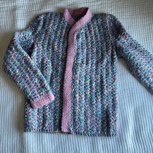 Vintage handmade knit/ crochet sweater cardigan